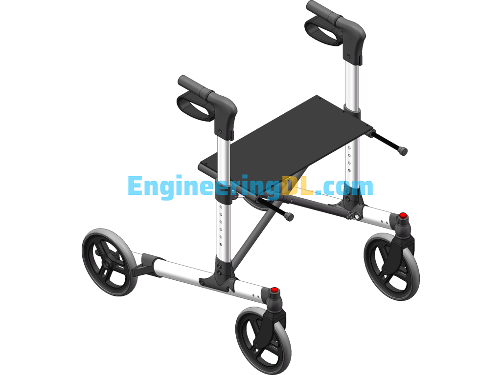 Medical Wheeled Walker 3D Model SolidWorks, 3D Exported Free Download