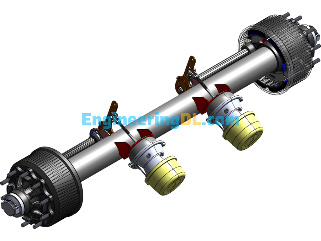 Semi-Trailer Suspension Axle 3D Model SolidWorks, 3D Exported Free Download