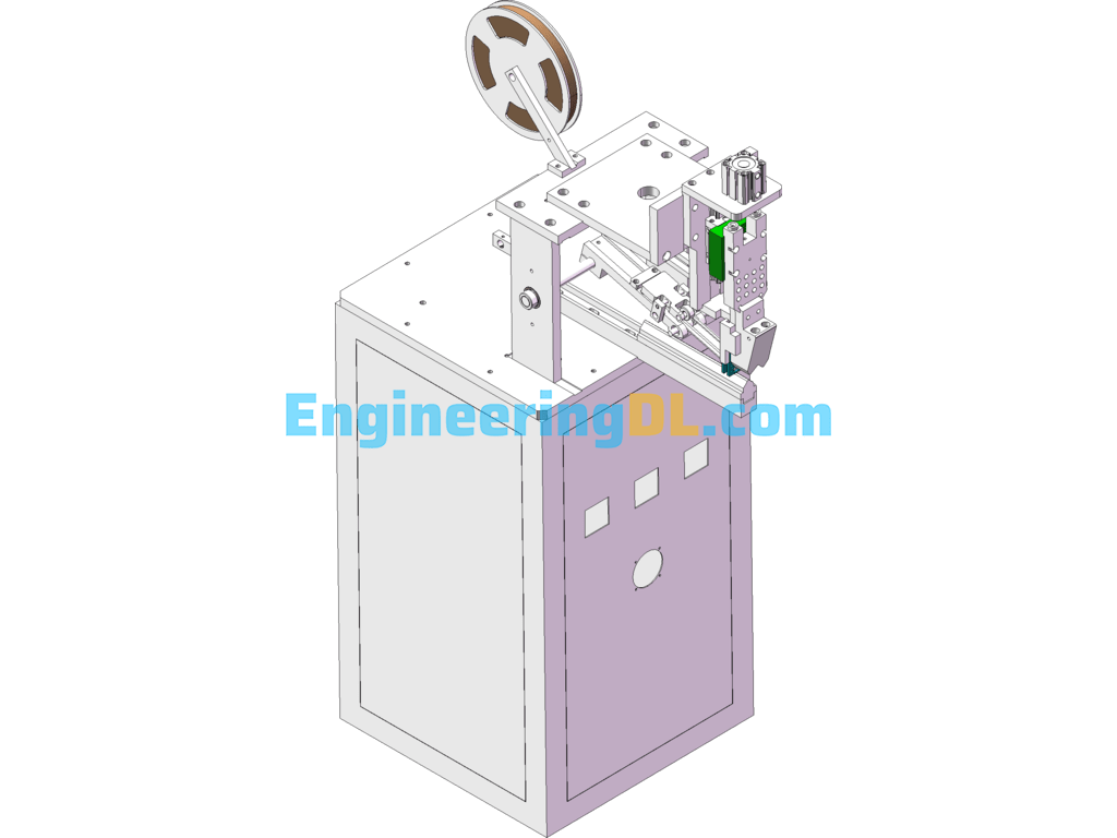 Semi-Automatic Single-Head Carton Corner Laminating Machine SolidWorks, 3D Exported Free Download