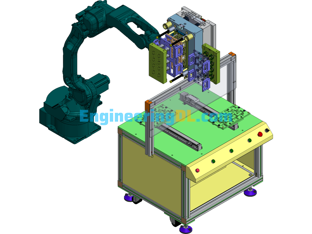 Semi-Automatic Copper Sheet Loading And Unloading Machine (Six-Axis Robot Loading And Unloading) SolidWorks Free Download