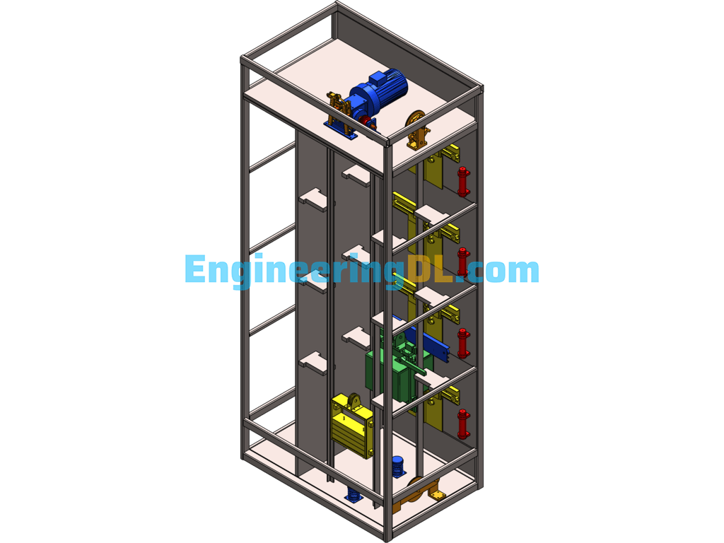 Single Control Four-Story Elevator SolidWorks Free Download