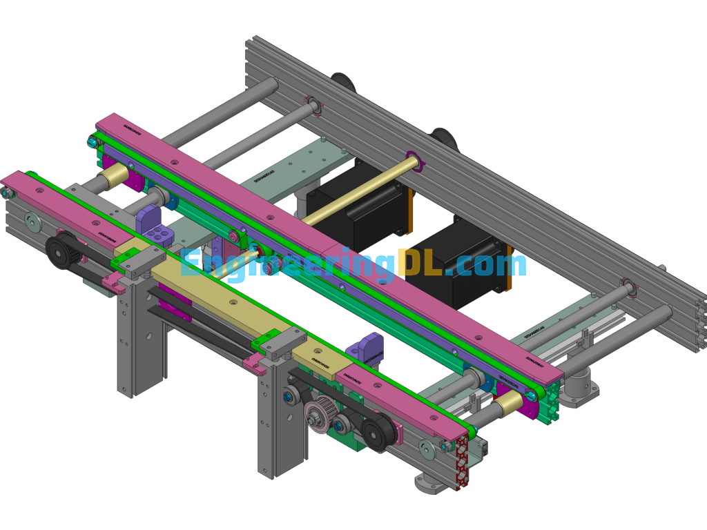 Single-Stage Belt Conveyor With Adjustable Width 3D Exported Free Download