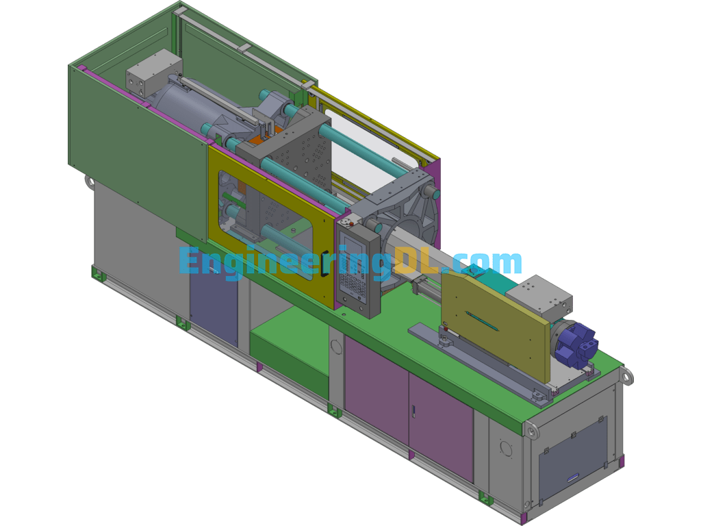 Horizontal 180-Ton Direct-Press High-Speed Injection Molding Machine (For Production) SolidWorks Free Download