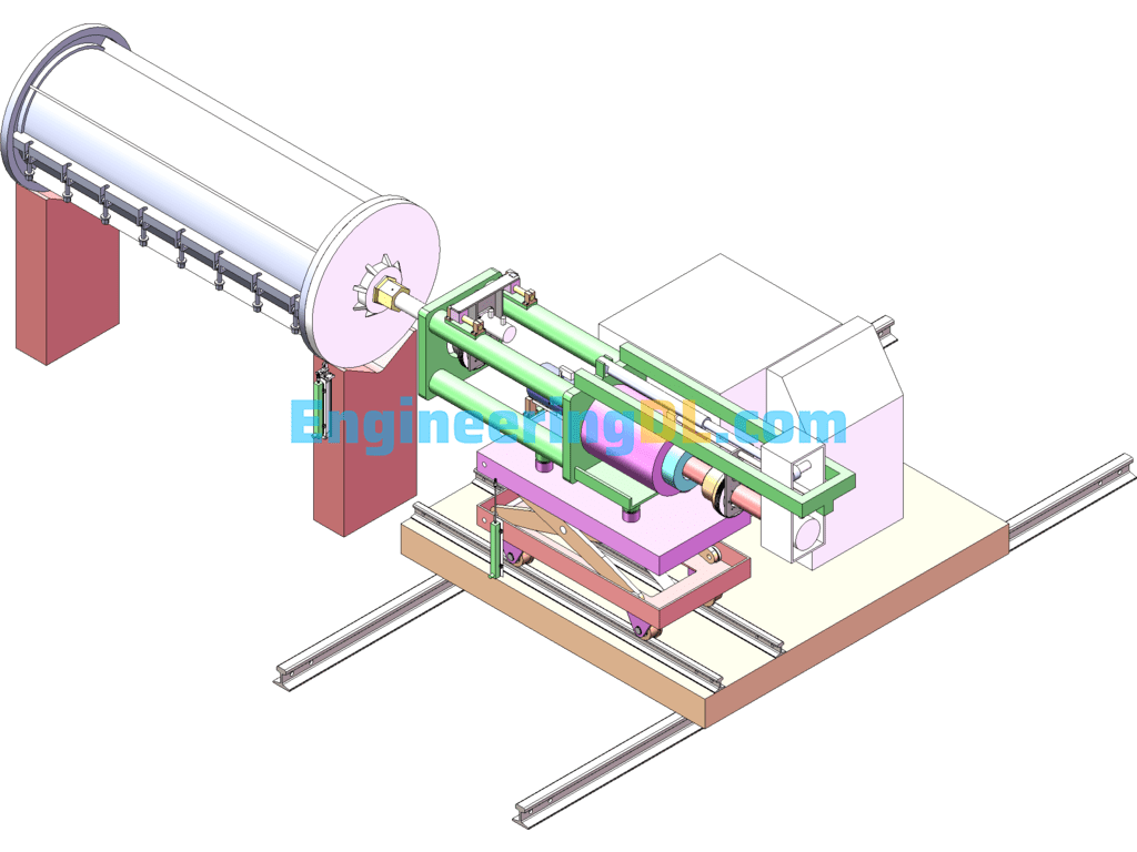 Horizontal Prestressed Pipe Pile Automatic Tensioning Machine SolidWorks, 3D Exported Free Download