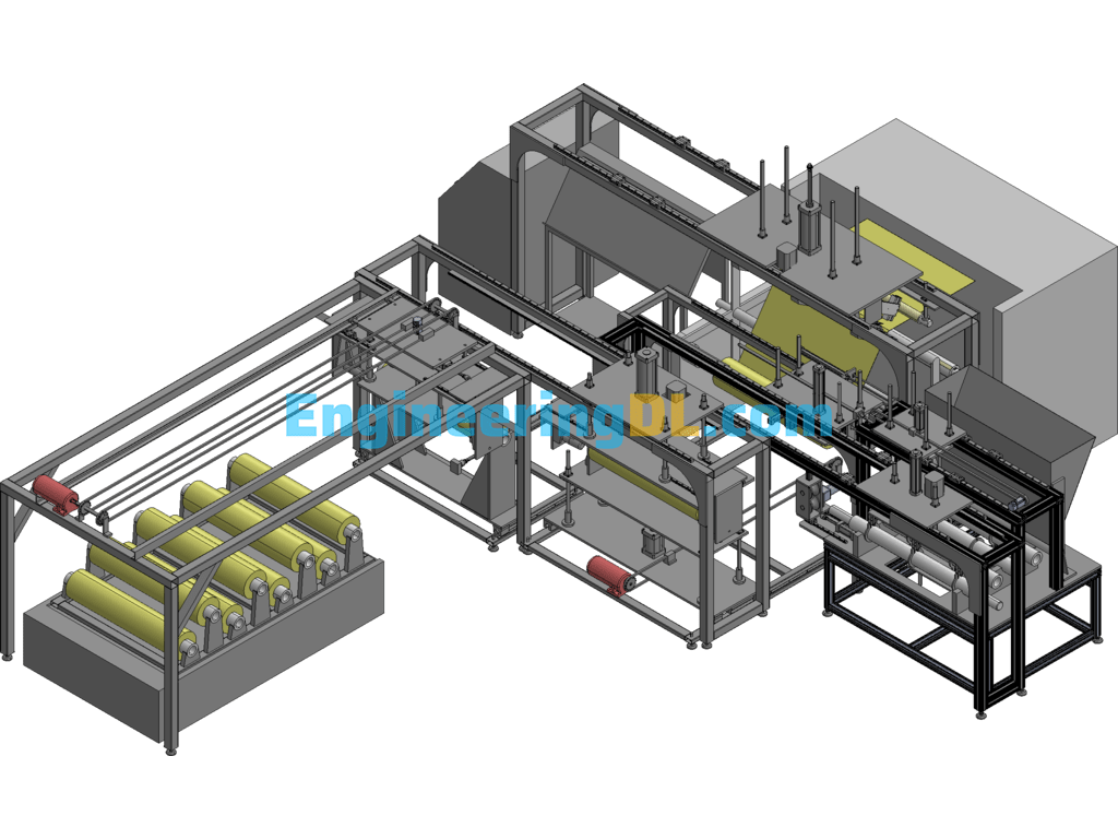 Roll Material Automatic Wrapping Machine (CreoProE), 3D Exported Free Download
