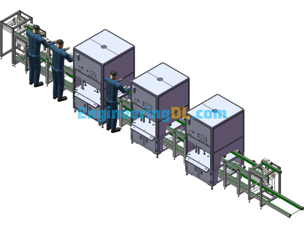 Press-Fit Semi-Automatic Assembly Line Body SolidWorks, 3D Exported Free Download