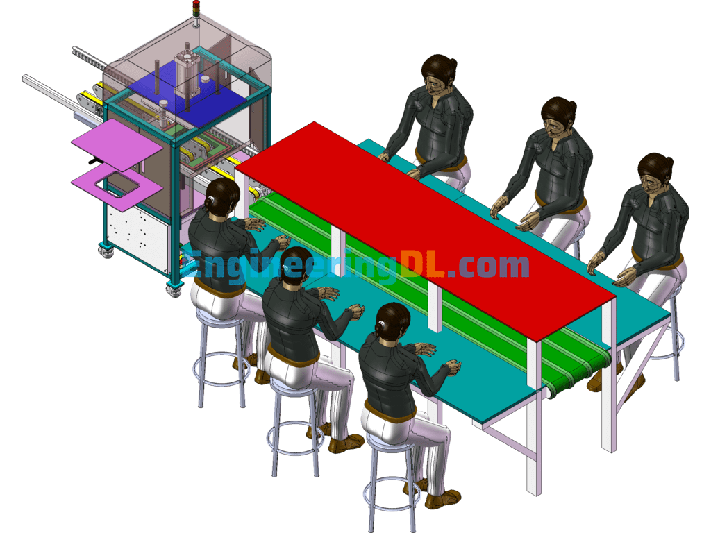 Laminating Machine (Conveyor Line Loading And Unloading) SolidWorks, 3D Exported Free Download