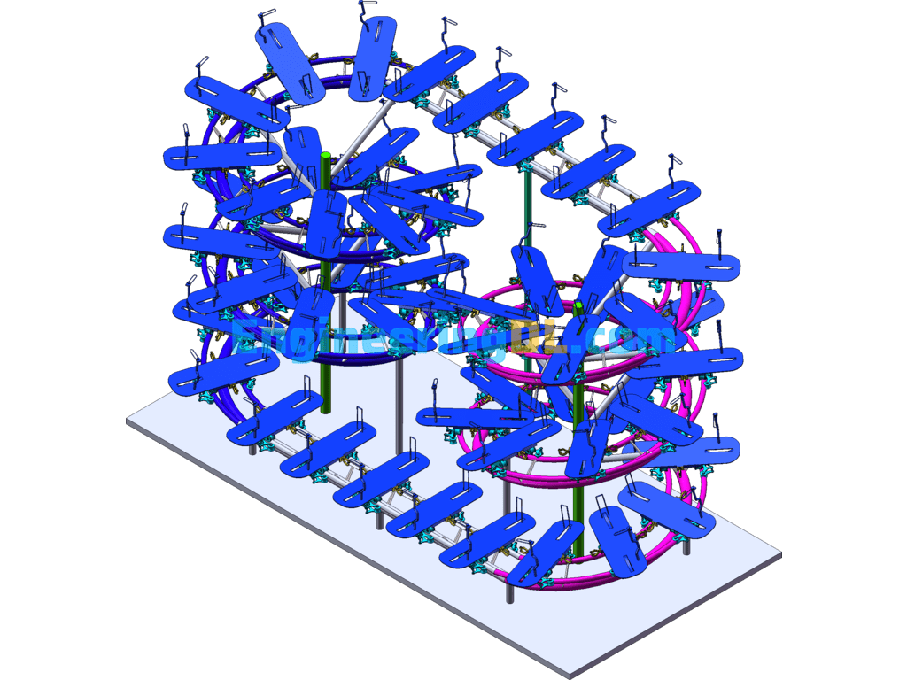 Twin Spiral Rail Parking Garage SolidWorks, 3D Exported Free Download