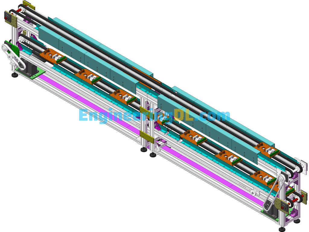 Double-Layer Chain Carrier Conveying Line SolidWorks Free Download