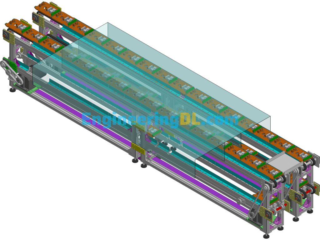 Double-Layer Chain Conveyor Line Body 3D Exported Free Download