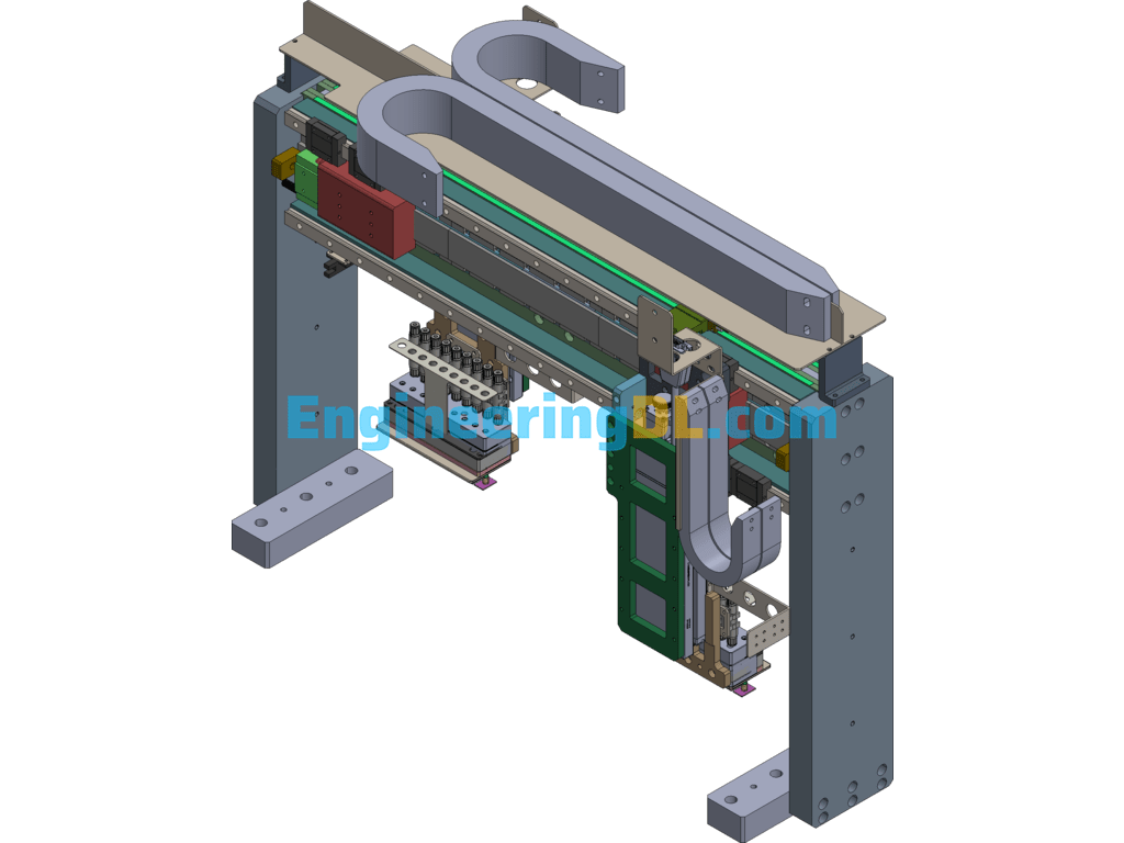 Duplex Multi-Nozzle Gantry Pick And Place Module (CreoProE), 3D Exported Free Download