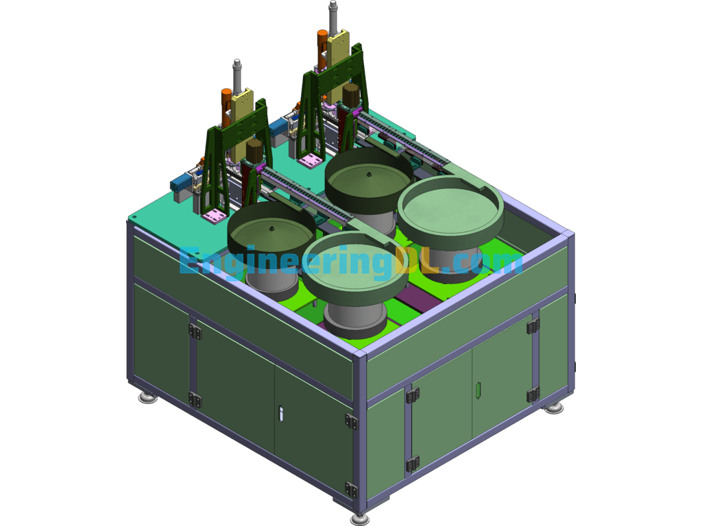 Double Station Heat Sink Assembly Machine SolidWorks, 3D Exported Free Download