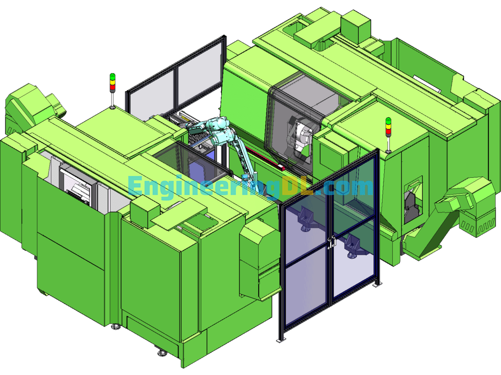 Duplex Lathe Loading And Unloading SolidWorks, 3D Exported Free Download
