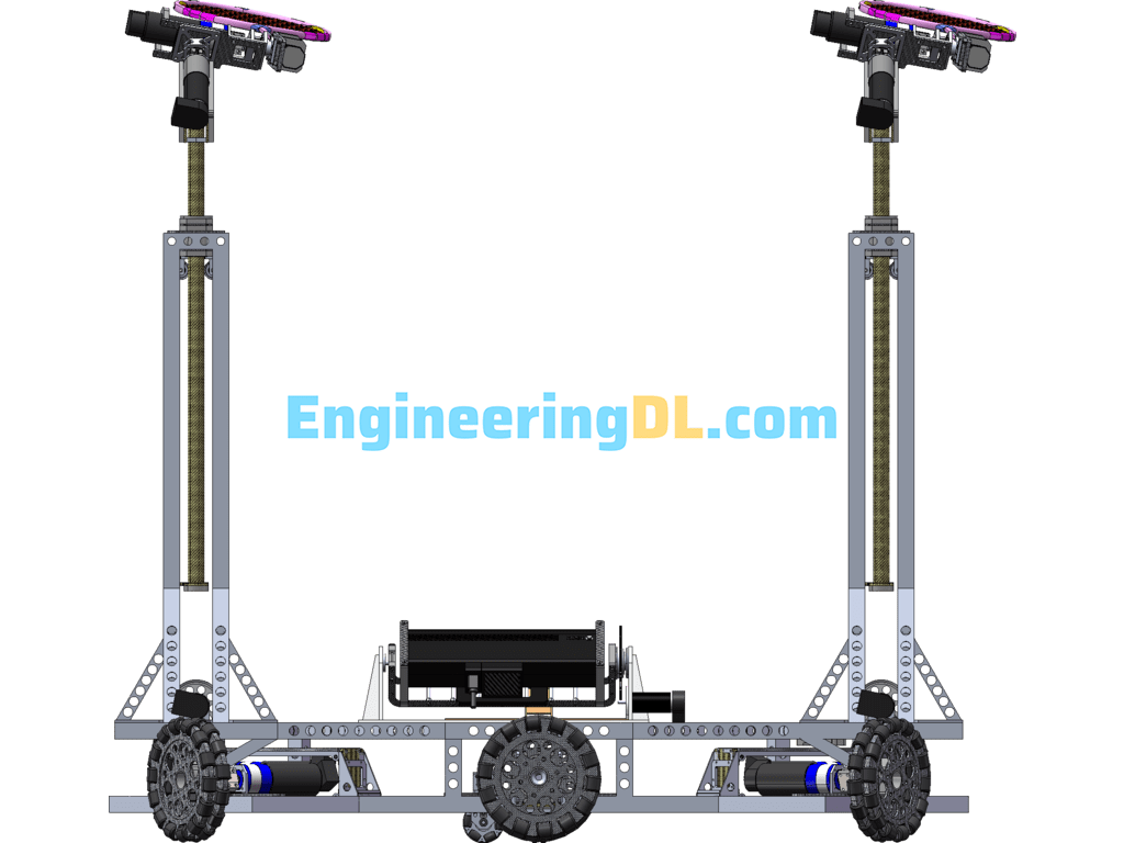 Doubles Badminton Mobile Robot (With Rendering File Bip) SolidWorks, Inventor Free Download