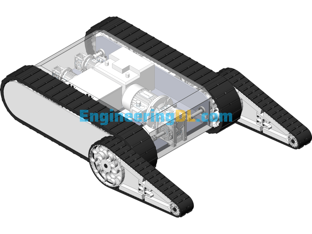 Dual Rocker Tracked Chassis SolidWorks, 3D Exported Free Download