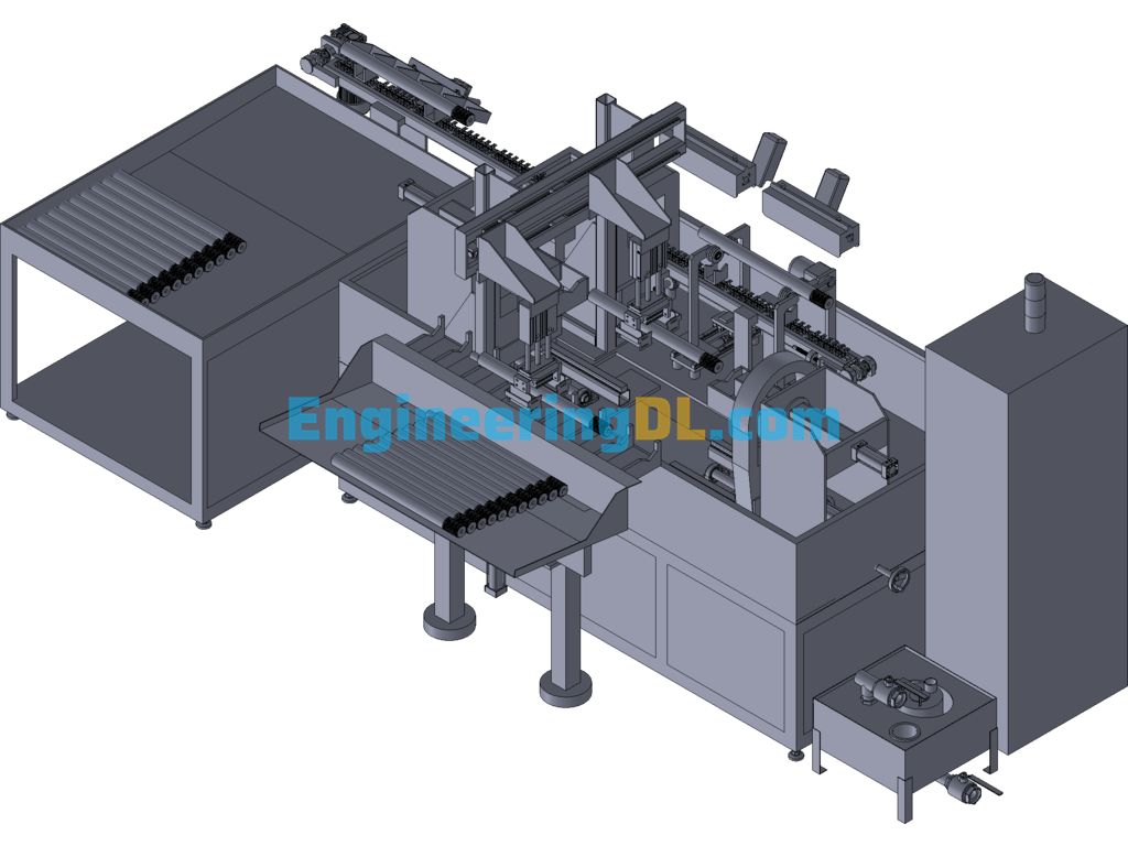 Double Robotic Center Shaft Flaw Detection Machine 3D Exported Free Download