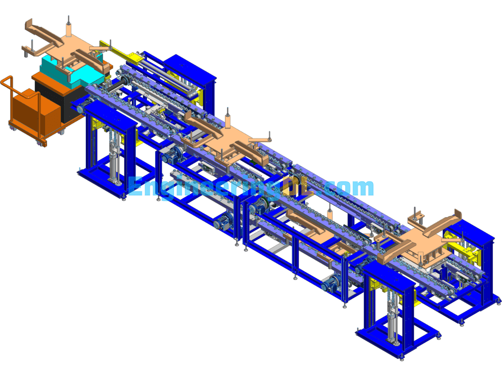 Engine Conveyor Line SolidWorks, 3D Exported Free Download