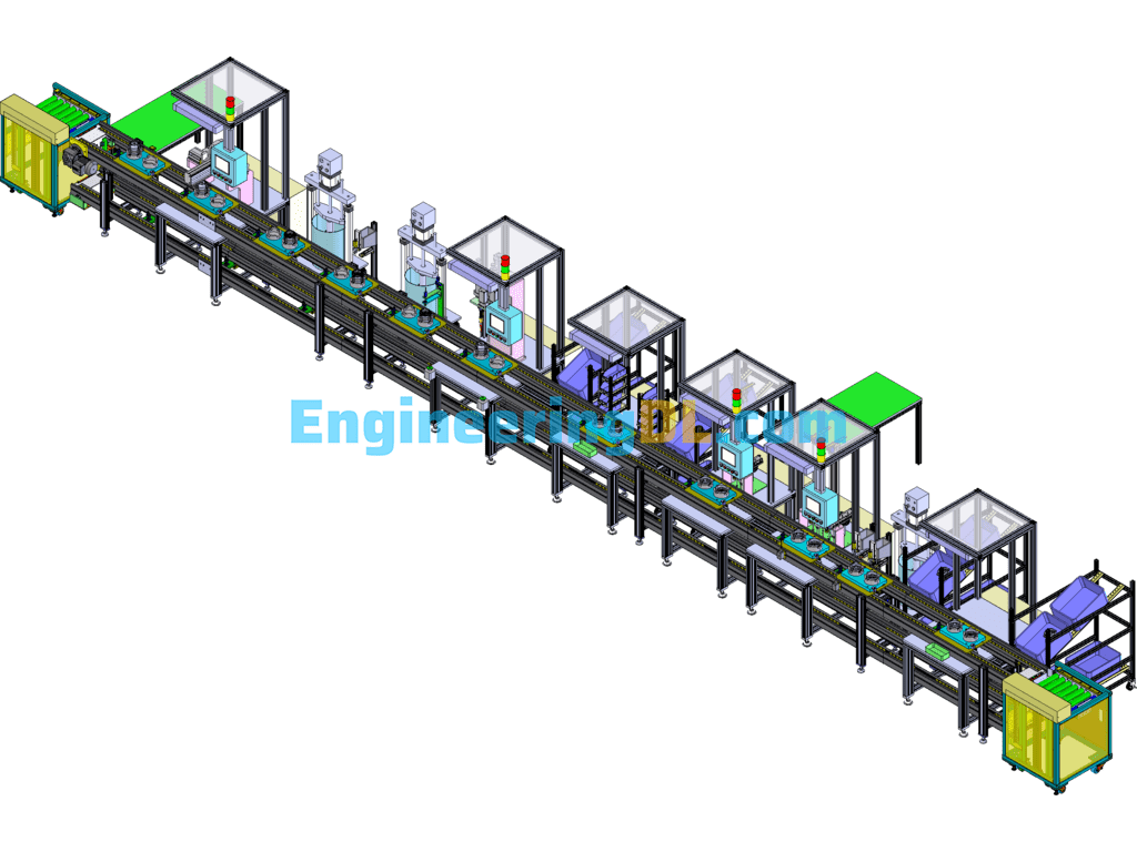 Generator Semi-Automatic Production Line, Generator Assembly Assembly Line SolidWorks Free Download