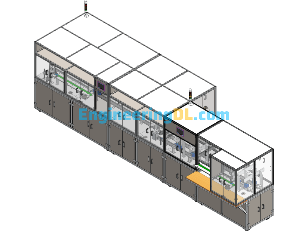 Transformer Production Line Back-End Inspection Sorting Reflow Conveying Line SolidWorks, 3D Exported Free Download