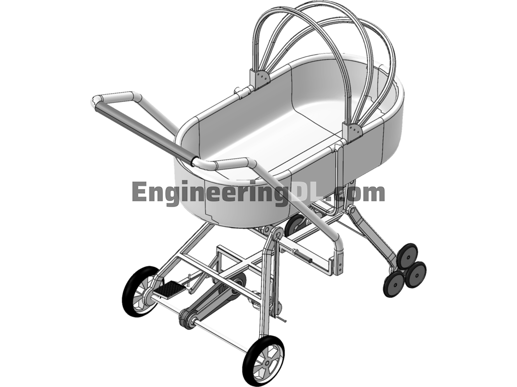 Automatic Rocking Baby Carriage SolidWorks, AutoCAD Free Download