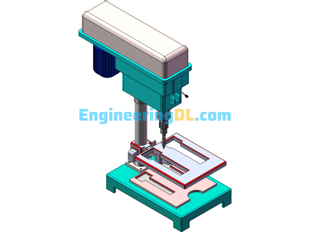 Tabletop Drilling Machine Model SolidWorks, 3D Exported Free Download