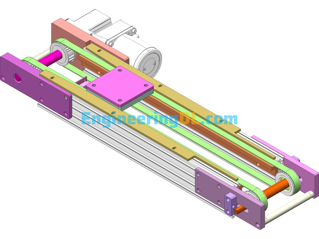 Synchronous Belt Conveyor Line 3D + Engineering Drawings SolidWorks, 3D Exported Free Download
