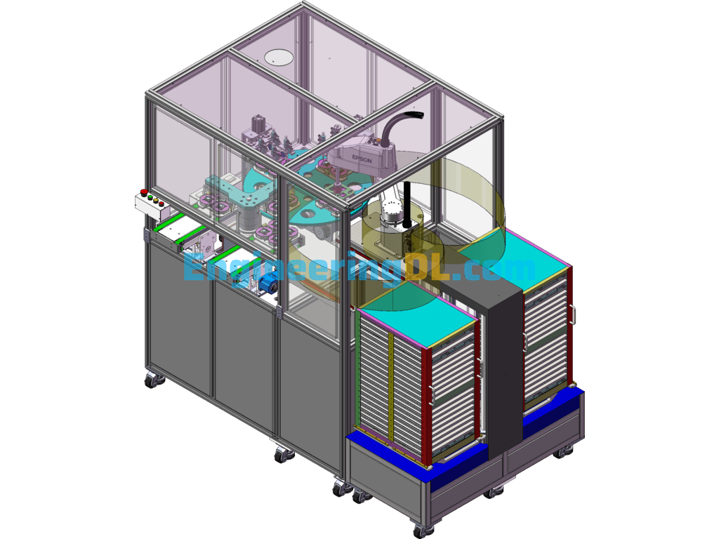 Automatic Dispensing Machine For Speaker Combination SolidWorks, 3D Exported Free Download
