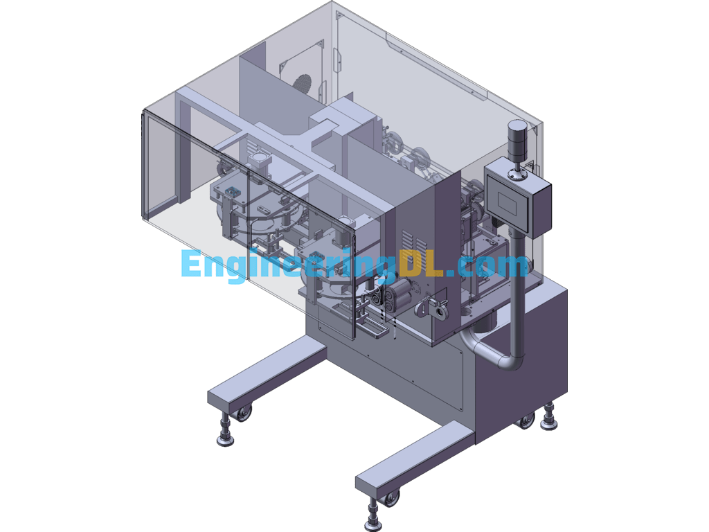 Four-Station High-Speed Cotton Stuffing Machine SolidWorks, 3D Exported Free Download