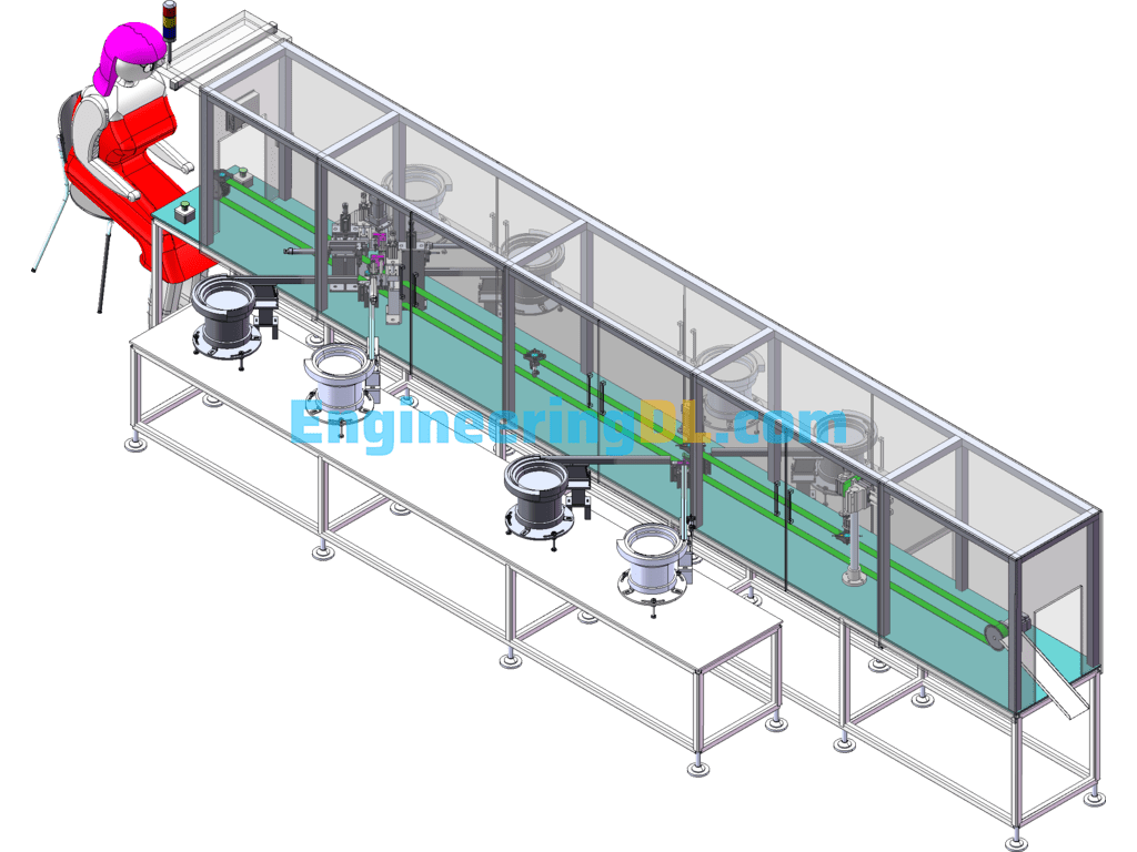 Four-Pole Carbon Brush Automatic Assembly Machine SolidWorks Free Download