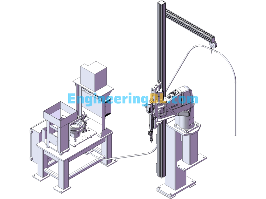 Four-Axis Industrial Robotic Arm Screw Automatic Screwing Machine SolidWorks, 3D Exported Free Download