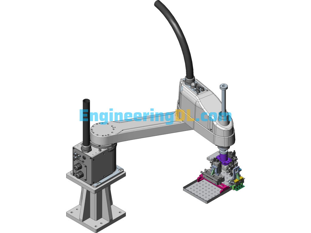 Four-Axis Manipulator With Three Handling Mechanisms At The Same Time SolidWorks, 3D Exported Free Download