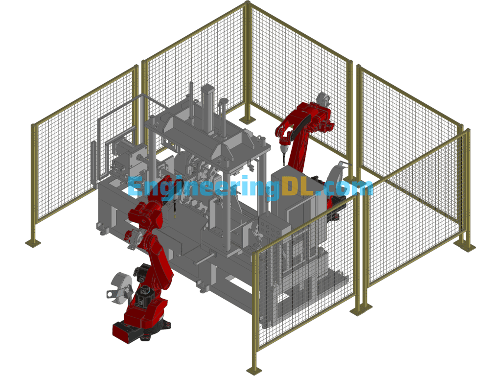 Design Of Double Robotic Welding Workstation For Drum Roll Rounding 3D Exported Free Download