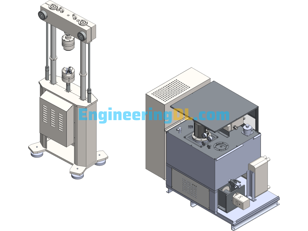 Microcomputer-Controlled Electro-Hydraulic Servo Fatigue Testing Machine SolidWorks Free Download