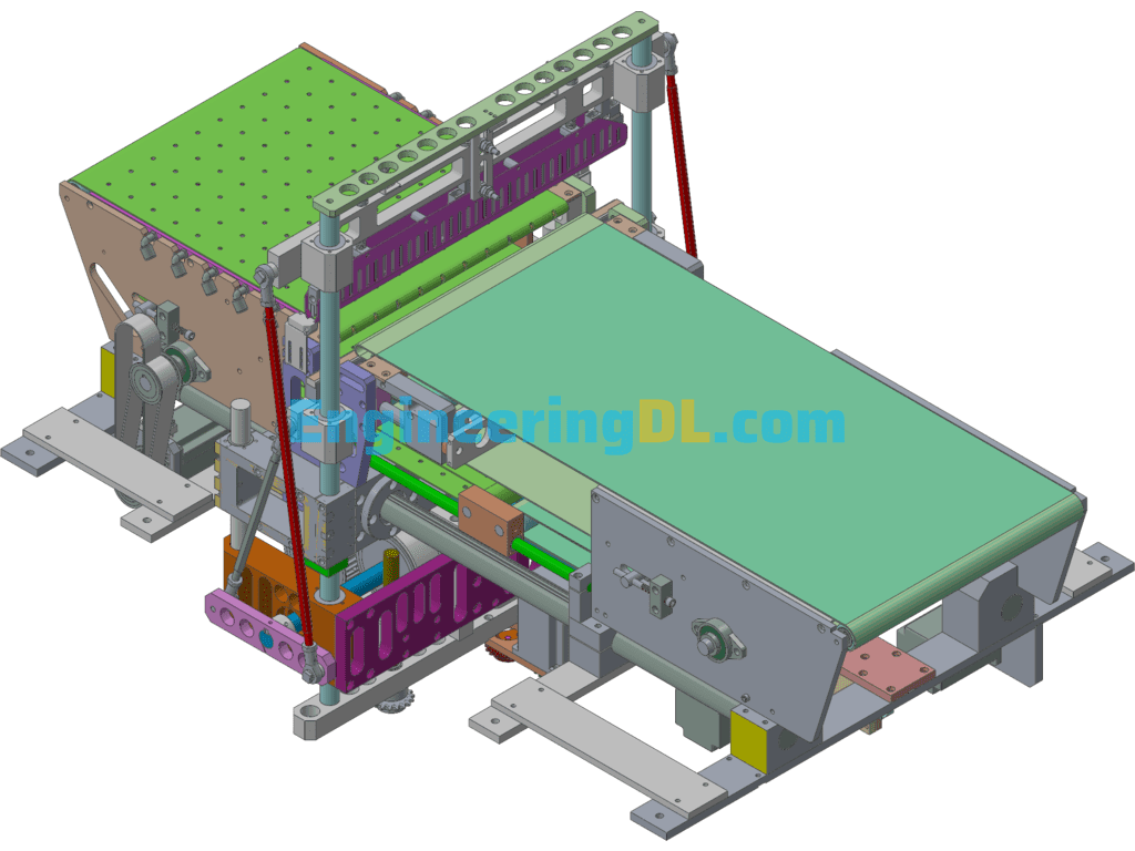Plastic Belt Conveying And Cutting Mechanism Design 3D Exported Free Download