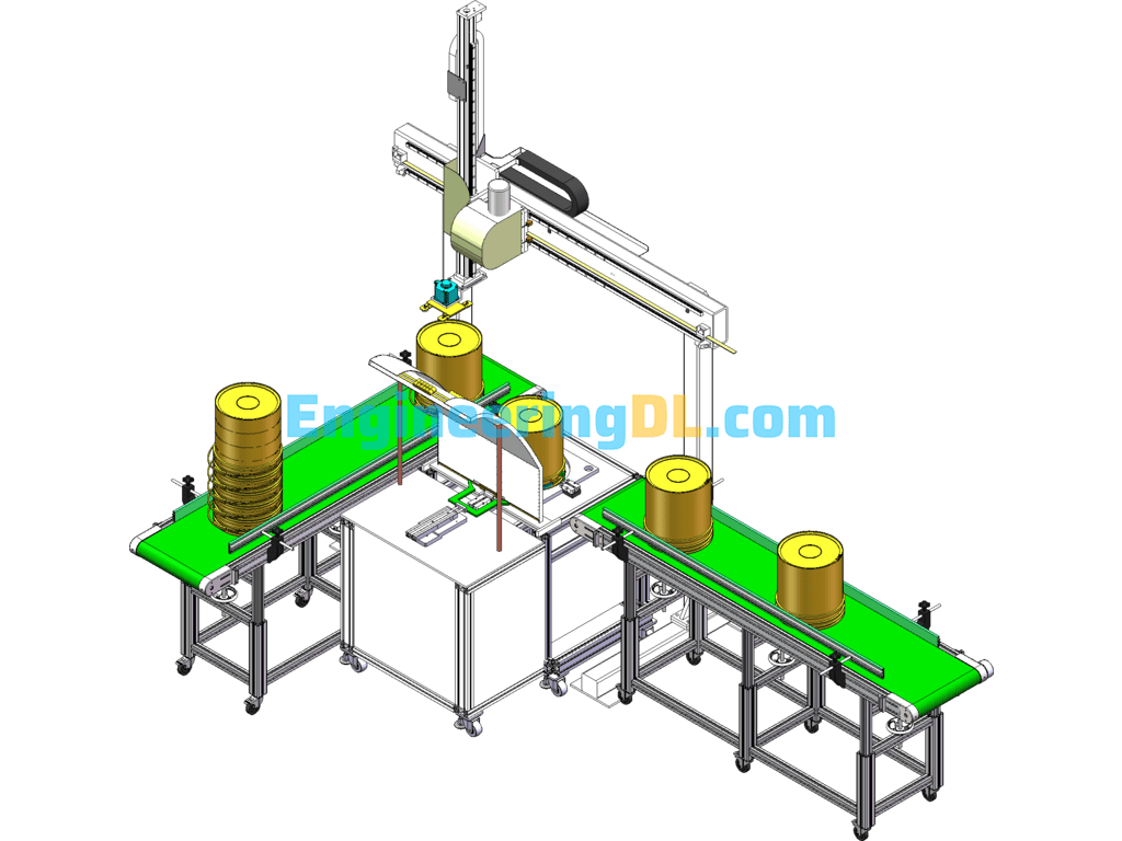 Plastic Bucket Carrying Handle Automatic Installation Stacking Line SolidWorks, 3D Exported Free Download