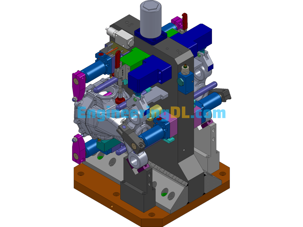 Shell Duplex Hydraulic Clamps SolidWorks, 3D Exported Free Download