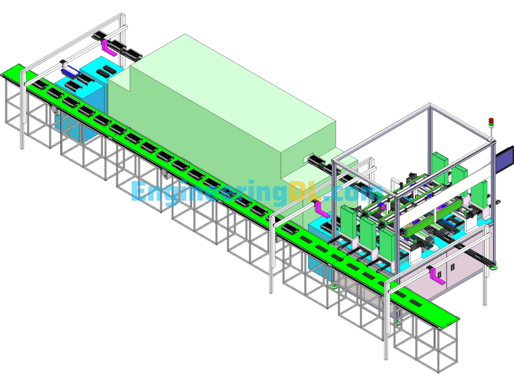 Multi-Station Rack Mounter Chip Packaging Line SolidWorks, 3D Exported Free Download