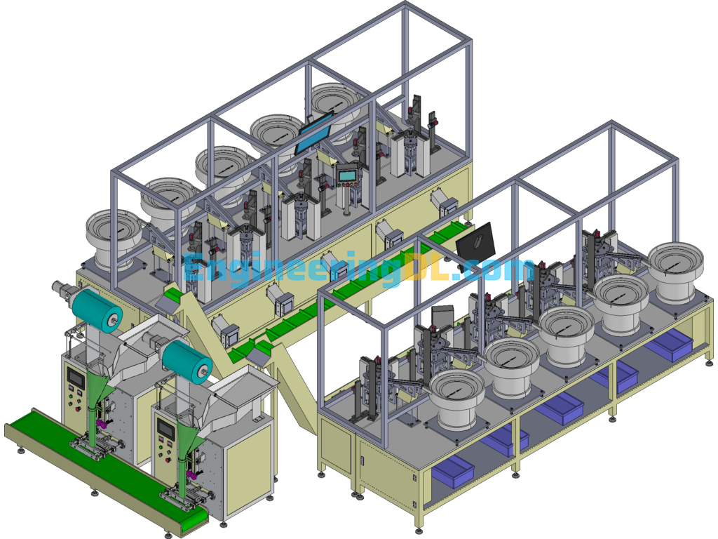 Multiple Screws Simultaneous Inspection Mixed CCD Vision Inspection Packaging Machine SolidWorks, 3D Exported Free Download