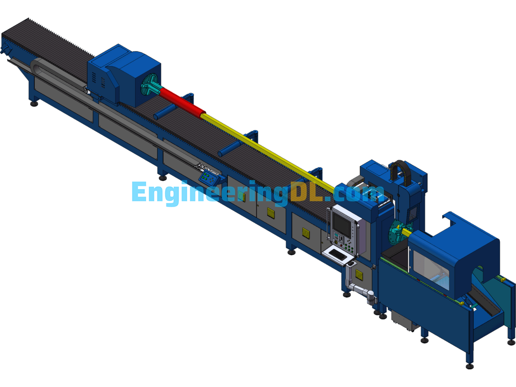 High Power Laser Automatic Tube Cutting Machine Drawing SolidWorks, 3D Exported Free Download
