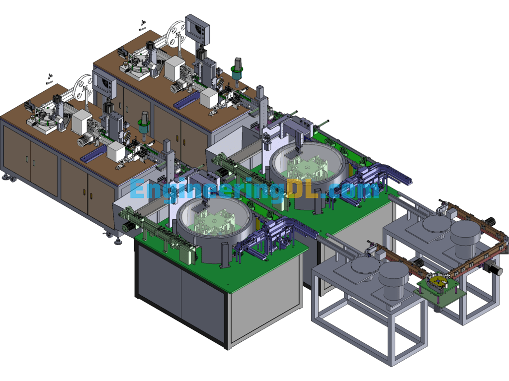 Large Automatic Rolling Groove Beating Dough Sheet Machine + Liquid Injection Centrifuge Assembly Line SolidWorks Free Download