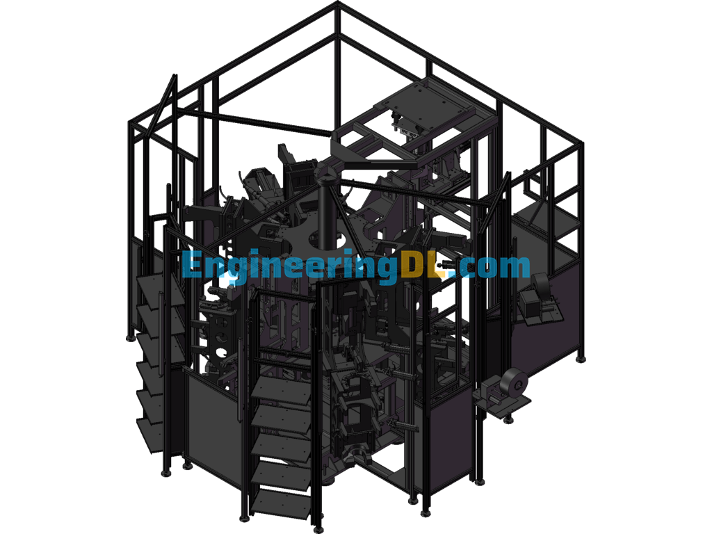 Large Complex Six-Station Testing Machine SolidWorks, 3D Exported Free Download