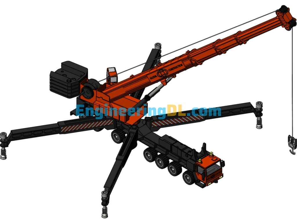 Large Truck Crane (Steam Crane) SolidWorks, 3D Exported Free Download