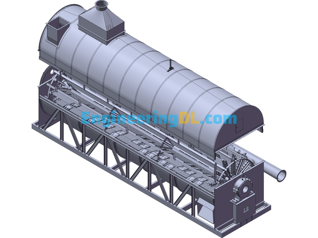 Complete 3D View Of Large Rotor Dryer SolidWorks Free Download