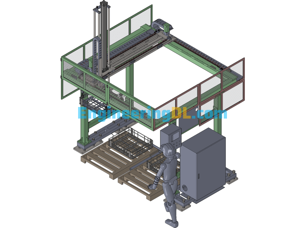 Large Truss Manipulator Outfeed Frame Complete Set, Gripping Manipulator Equipment SolidWorks, 3D Exported Free Download