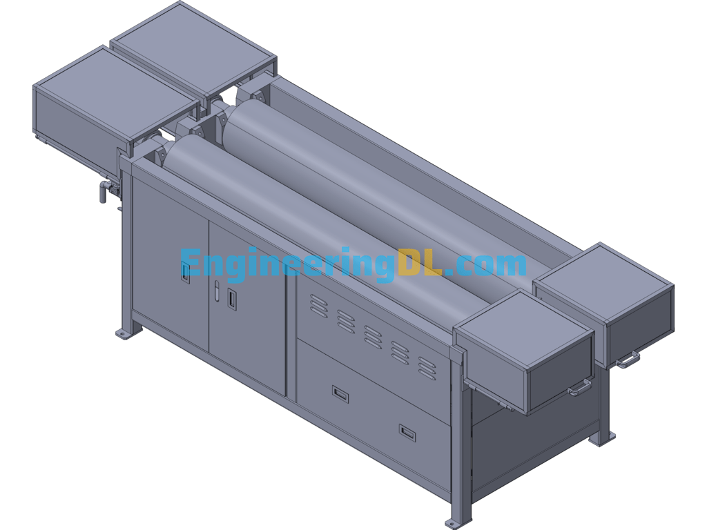 Large Roller Ultrasonic Cleaning Machine 3D Exported Free Download