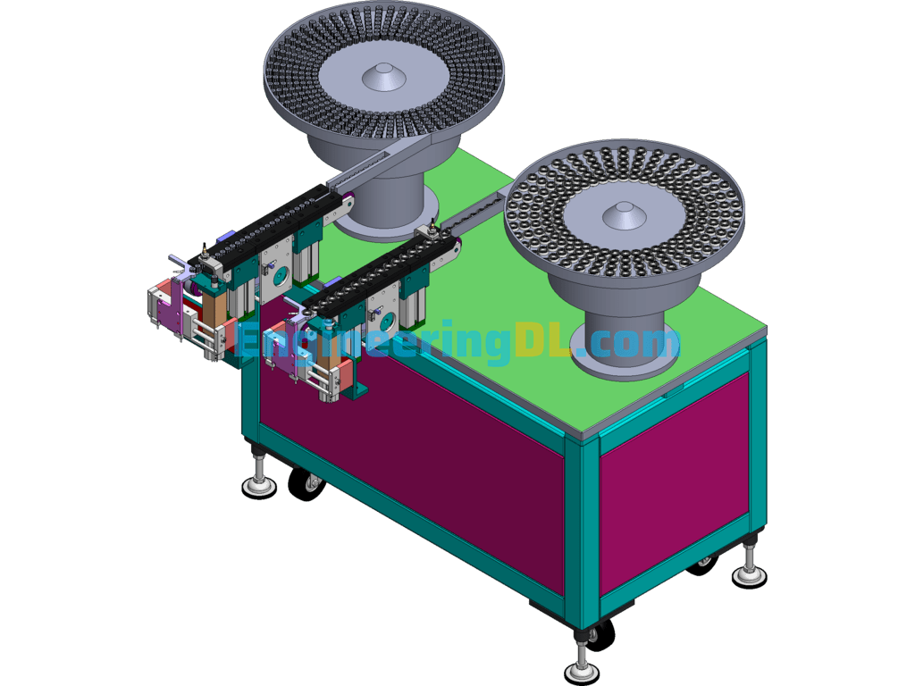 A Large Number Of Vibration Plate Feeding - Direct Vibration Feeding - Cylinder Dividing Mechanism Drawings Model Book SolidWorks, 3D Exported Free Download