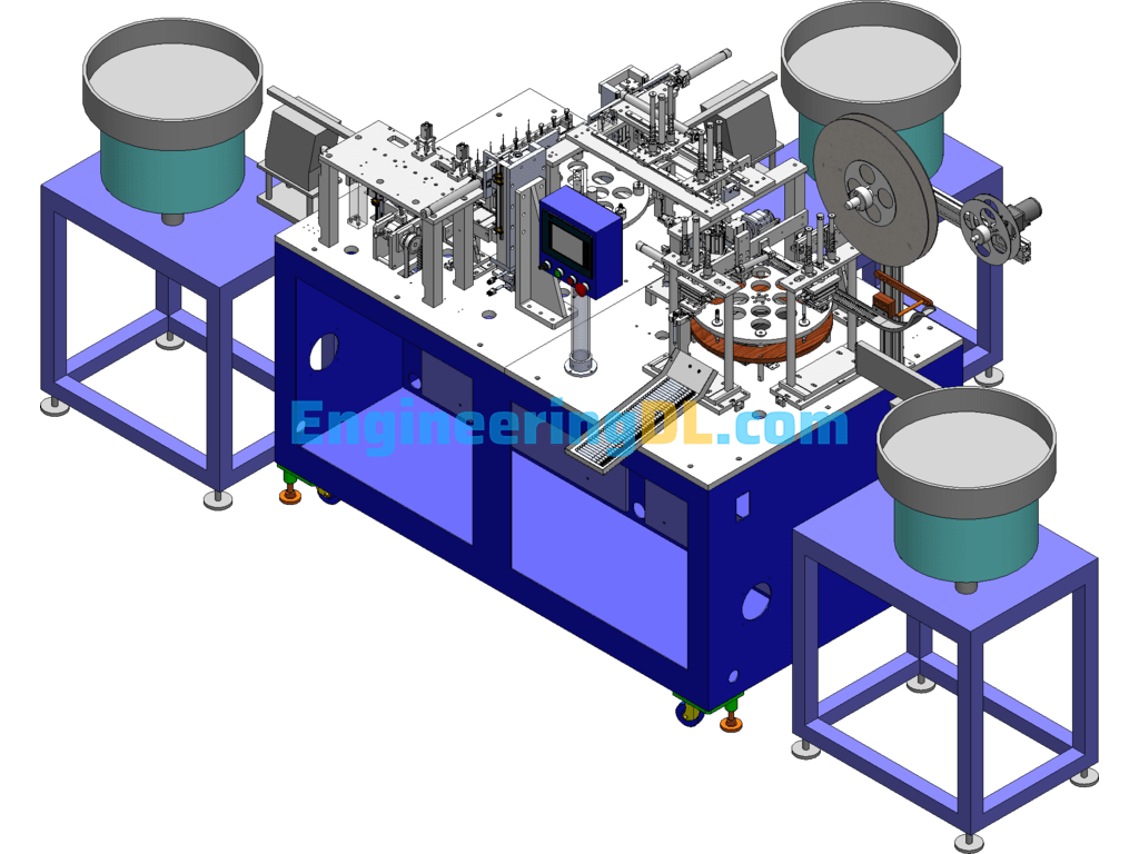Antenna Parts Automatic Assembly Machine SolidWorks, 3D Exported Free Download