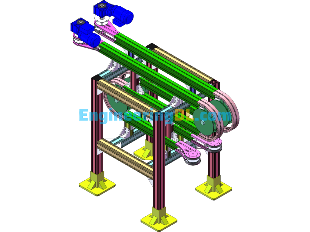 Bottle Clamping Conveyor - Bottle Clamping Chain Conveyor SolidWorks Free Download