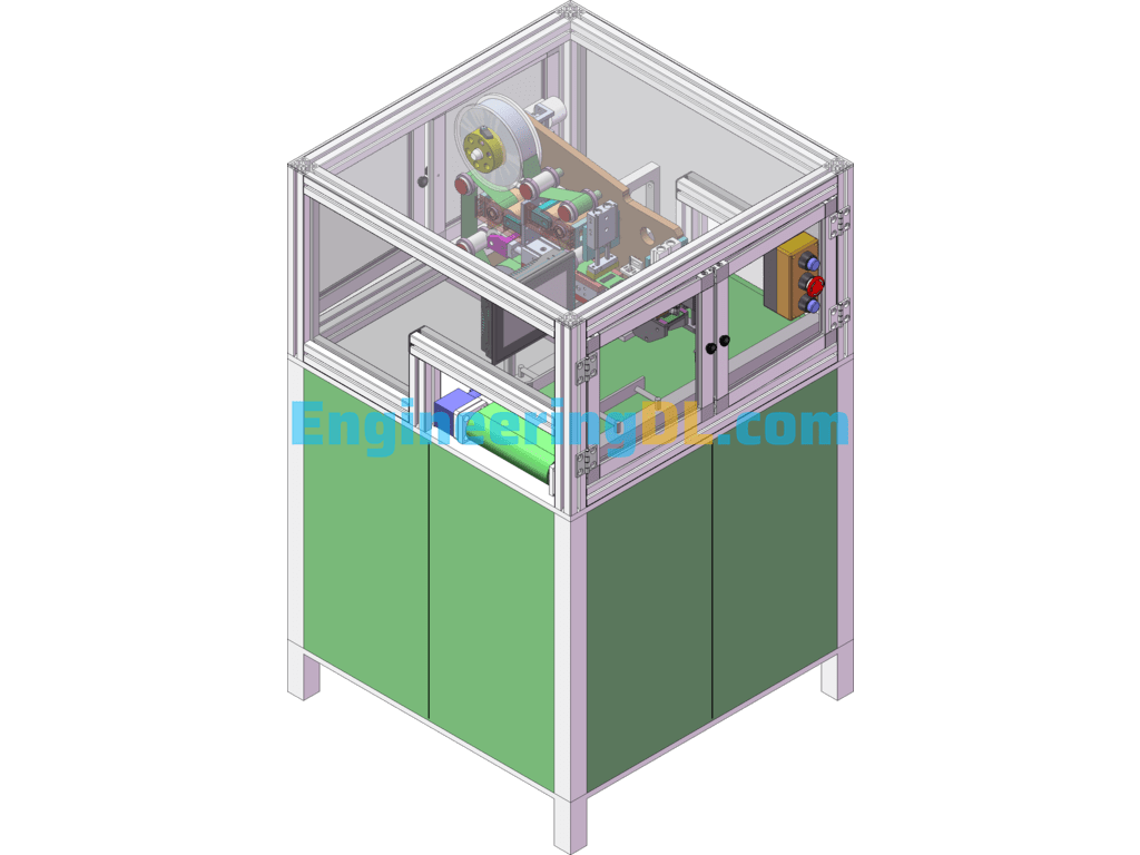 Fixed Die Peel Module Automatic Labeling Machine SolidWorks, 3D Exported Free Download