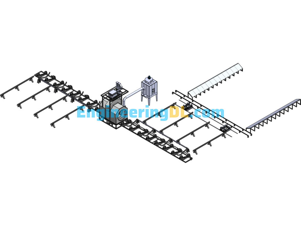 Automatic Sandblasting Line For Outdoor Use SolidWorks, 3D Exported Free Download